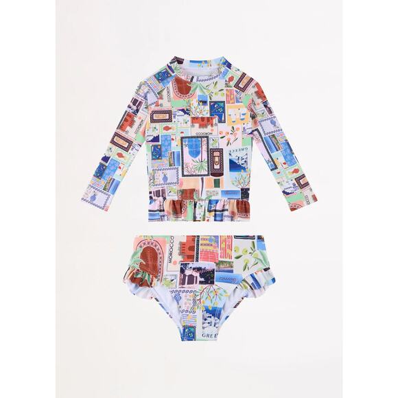 Seafolly On Vacation Girls Peplum Surf Set - Azure NWT VARIOUS SIZES - Picture 2 of 3